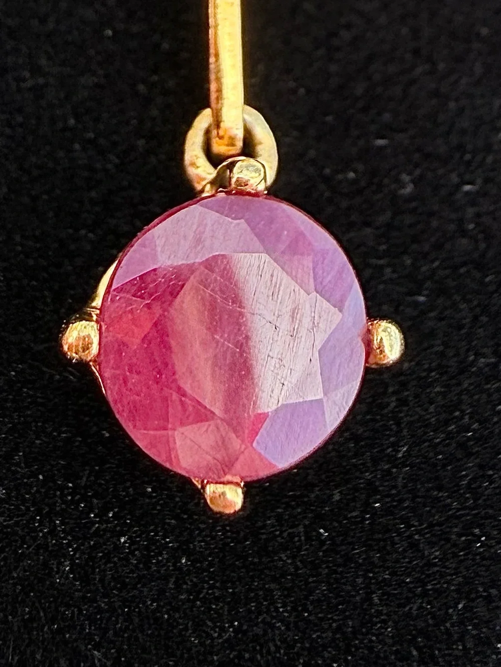 18K Gold Over Sterling Silver Ruby & Diamond Crescent Dangle Earrings 3.08 CTW